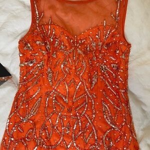 Boston Proper Vibrant Orange Sequin Dress